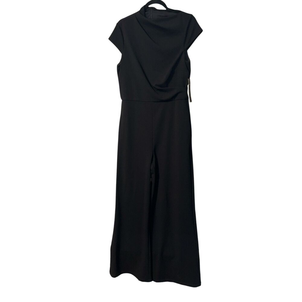 Maggy London Women's Black Wide Leg Jumpsuit Cap Sleeve Size 6